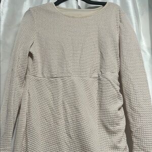 Cream Textured Long Sleeve Top